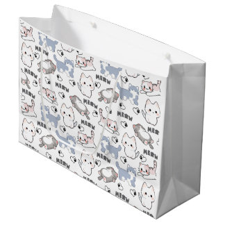 Sacola Para Presentes Grande Gatos Fofinhos e Corações Meow