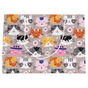Sacola Para Presentes Grande Gatos Fofos Coloridos