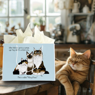 Sacola Para Presentes Grande Gatos Muitas Peças Azul Engraçado