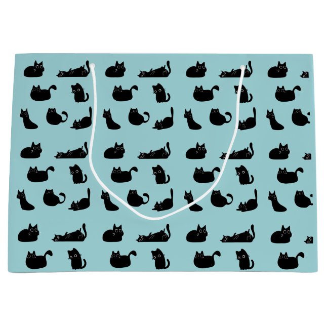 Sacola Para Presentes Grande Gatos Negros Engraçados (Frente)