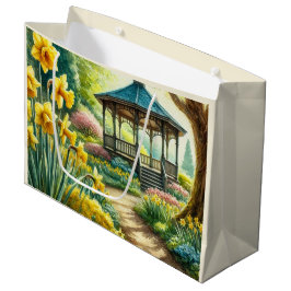 Sacola Para Presentes Grande Gazebo Floral Gift Bag Amarelo
