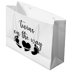Sacola Para Presentes Grande Gêmeos bebês bonitos fazem arte unisex