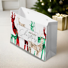 Sacola Para Presentes Grande Gemstone Crystal Reindeer Feliz Feriado de Natal