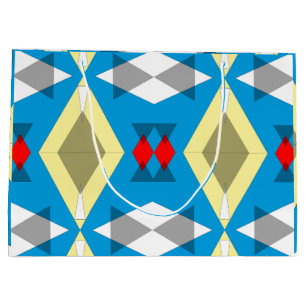 Sacola Para Presentes Grande Geometric Convergence in Blue and Gold
