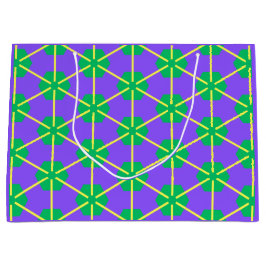Sacola Para Presentes Grande Geometric Starburst in Purple, Green and Yellow