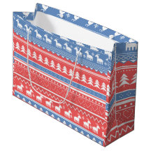 Geométrico de Natal Vermelho e Azul - Padrão Único