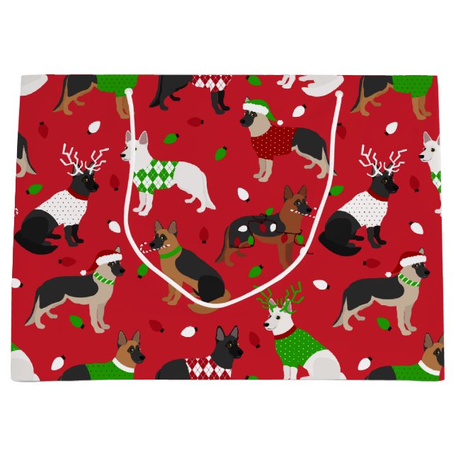 Sacola Para Presentes Grande German shepherd de Natal (Frente)