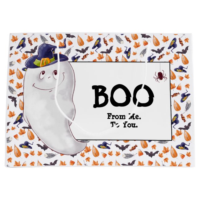 Sacola Para Presentes Grande Ghost Boo Halloween (Frente)