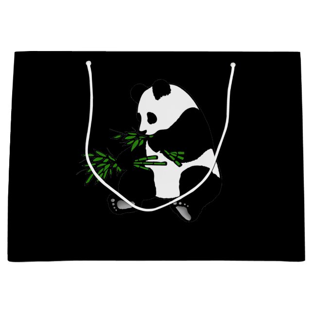 Sacola Para Presentes Grande Giant Panda Come Bamboo Black (Frente)