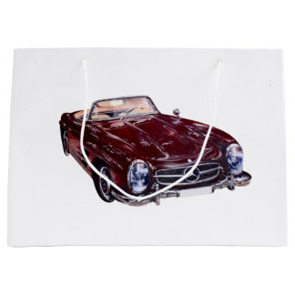 Sacola Para Presentes Grande Gift Bag com carro velho burgundy