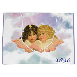 SACOLA PARA PRESENTES GRANDE GIFT BAG TWIN ANGELS IN PASTELS 