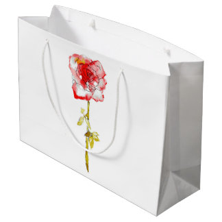 Sacola Para Presentes Grande Gift Bag Watercolor e Rosa de Tinta