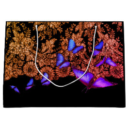 SACOLA PARA PRESENTES GRANDE GIFT TAG PRETO COM LACE E BOTTERFLIS