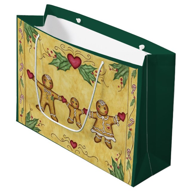 Sacola Para Presentes Grande Gingerbread Cookies Gift Bag (Frente inclinada)