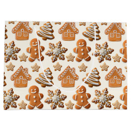 Sacola Para Presentes Grande Gingerbread Cookies Pattern