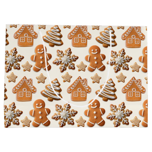Sacola Para Presentes Grande Gingerbread Cookies Pattern (Verso)