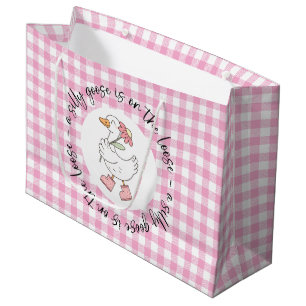 Sacola Para Presentes Grande Gingham Bobo Goose Rosa