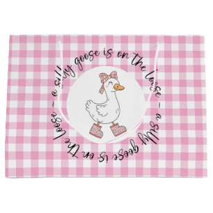 Sacola Para Presentes Grande Gingham Rosa bobo