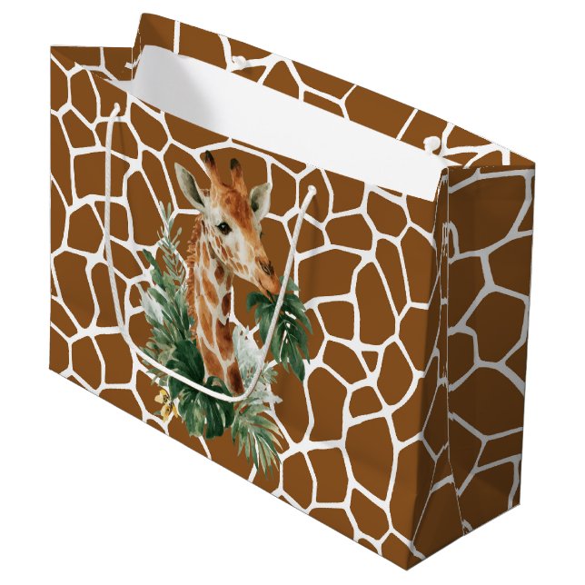 Sacola Para Presentes Grande Giraffe With Palms (Frente inclinada)