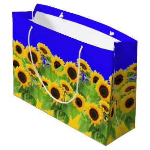 Sacola Para Presentes Grande Girassóis - Liberdade Ucrânia Paz Bandeira Ucrania