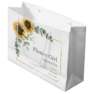 Sacola Para Presentes Grande Girassol Eucalyptus Floral Flower Girl