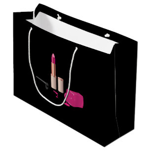 Sacola Para Presentes Grande Glam-Lábio Rosa E Bela Polonesa Nail Pensada
