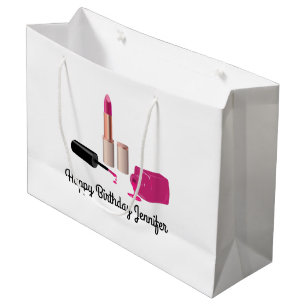 Sacola Para Presentes Grande Glam-Lábio Rosa E Bela Polonesa Nail Pensada