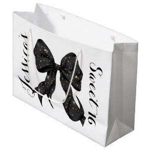 Sacola Para Presentes Grande Glamor Coquette Black/Dourado Arco