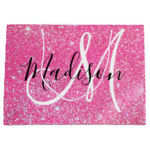 Glamour Feminino Brilho Rosa Quente Monograma Nome