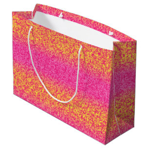 Sacola Para Presentes Grande Glitter Stripes, GIFT BAG L, cor-de-rosa-amarelo