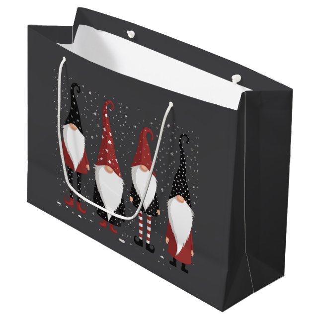 Sacola Para Presentes Grande Gnomies Lover Funny Gnomo Natal (Frente inclinada)