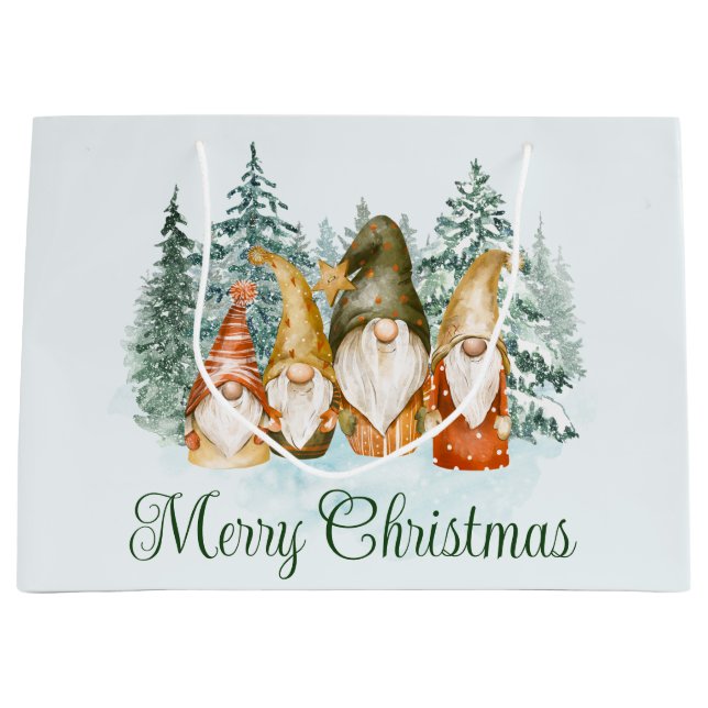 Sacola Para Presentes Grande Gnomo Christmas Gift Bag (Frente)