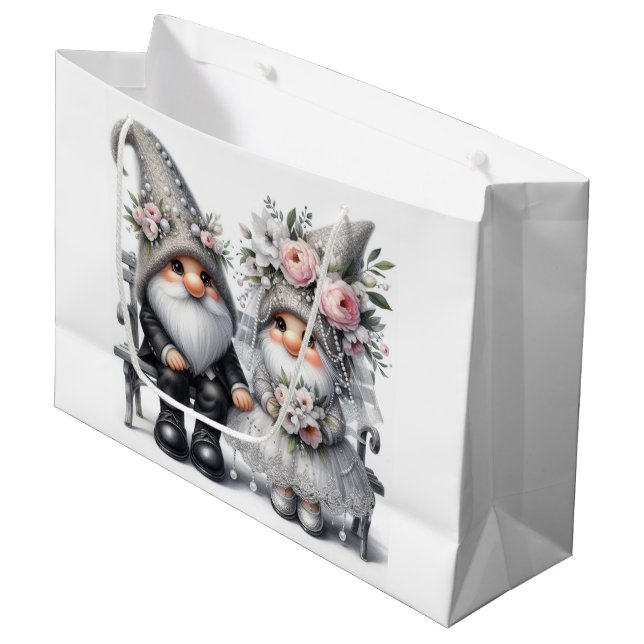 Sacola Para Presentes Grande Gnomo de Casamento (Frente inclinada)