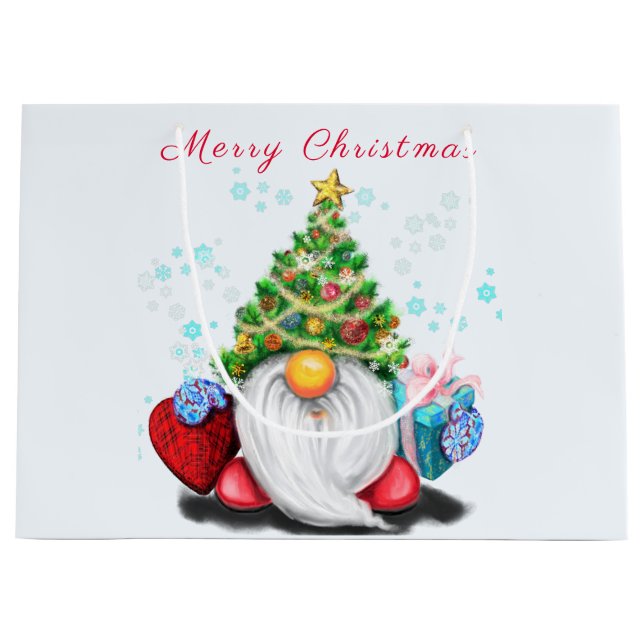 Sacola Para Presentes Grande Gnomo do Natal - Bag do presente (Frente)