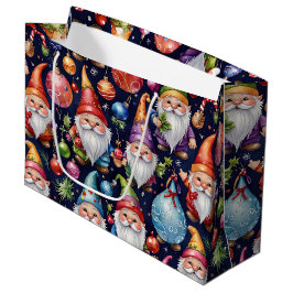 Sacola Para Presentes Grande Gnomos de Natal