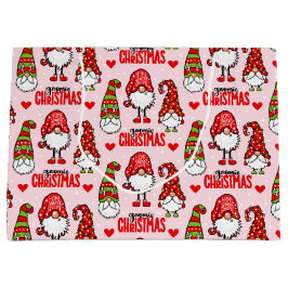 Sacola Para Presentes Grande Gnomos de Natal