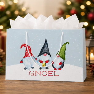 Sacola Para Presentes Grande Gnomos do Natal Gnoel