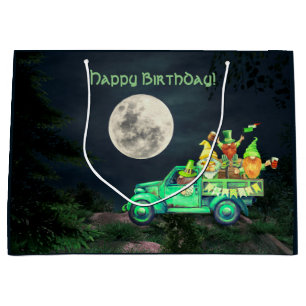 Sacola Para Presentes Grande Gnomos Irlandeses e Feliz Aniversário da Lua Compl