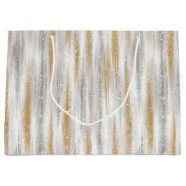 Sacola Para Presentes Grande Gold Silver Christmas Celebration