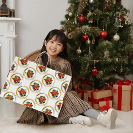 Sacola Para Presentes Grande Golden Merry Christmas Gift Bag