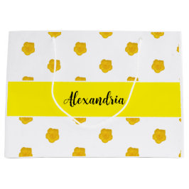 Sacola Para Presentes Grande Golden Yellow Wildflower Monogram Name Gift Bag