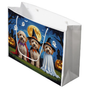 Sacola Para Presentes Grande Goldendoodle Cães Pumpkin Halloween Engraçado