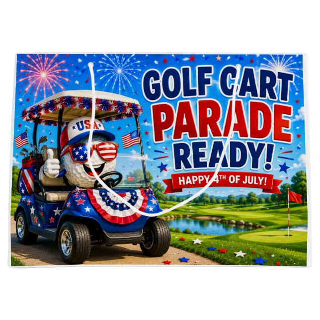 Sacola Para Presentes Grande Golf 4 de Julho Dia da Independência  (Frente)