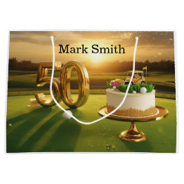 Sacola Para Presentes Grande  Golf 50th Birthday for golfer with cake on green