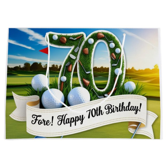 Sacola Para Presentes Grande Golf 70th Birthday for golfer  (Frente)