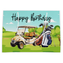 Sacola Para Presentes Grande Golf Birthday com aquarela de golfe