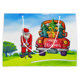 Sacola Para Presentes Grande Golf Natal Papai Noel com caminhão vermelho em ver