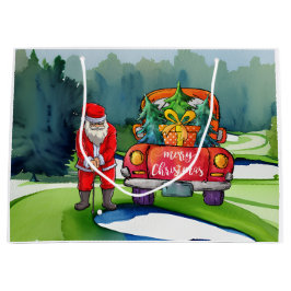 Sacola Para Presentes Grande Golf Natal Papai Noel com caminhão vermelho em ver