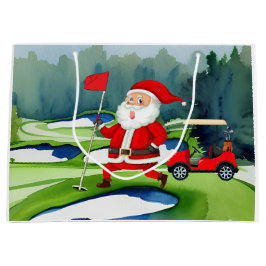 Sacola Para Presentes Grande Golf Natal Papai Noel com carrinho vermelho