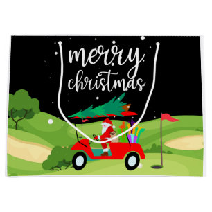 Sacola Para Presentes Grande Golf Papai Noel cavalgou a árvore de Natal do carr